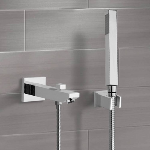 Chrome Wall Mounted Tub Spout Kit with Hand Shower Chrome Wall Mounted Tub Spout Kit with Hand Shower Remer TDH01